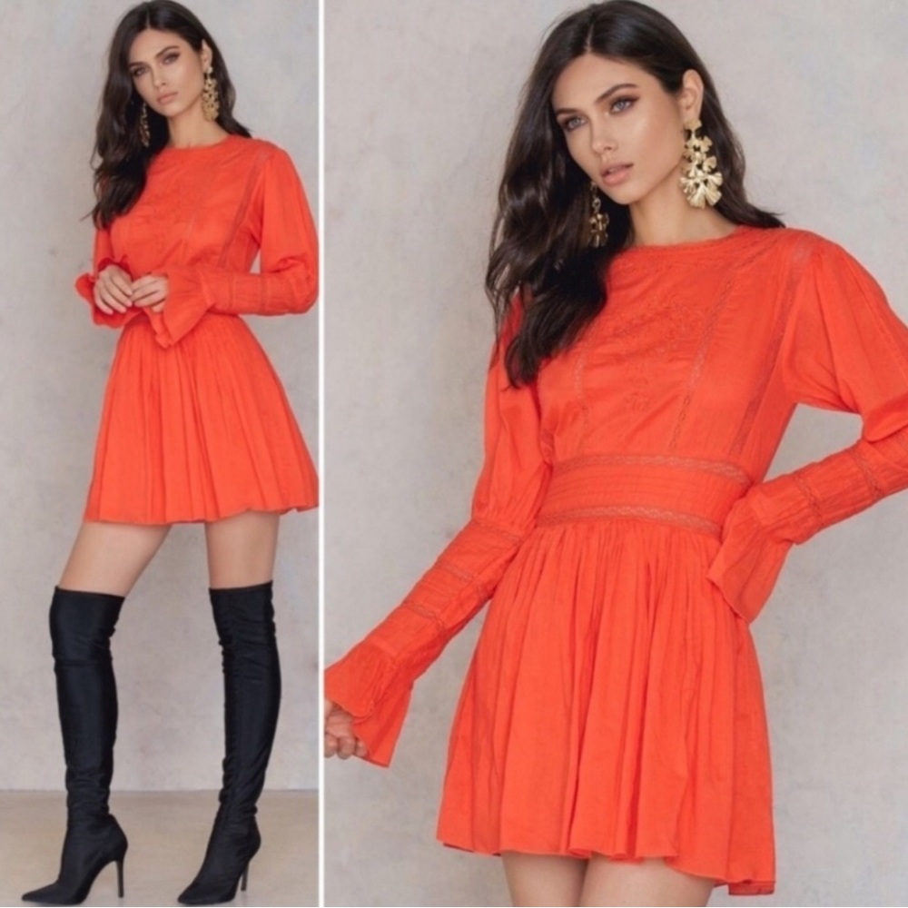 Free People Victorian Mini Dress in the color Clementine